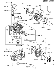 Fx850v-Cs47 Cylinder And Crankcase Diagram and Parts List for FX850V-CS47  Cub Cadet Engine
